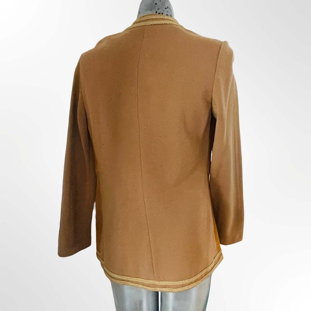 Vintage 70s Suede Leather Blazer with Soutache Embroidery & Contrast Sleeves - Picture 4 of 8